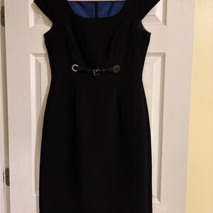 Tahari Elegant Black Dress with Belt Detail